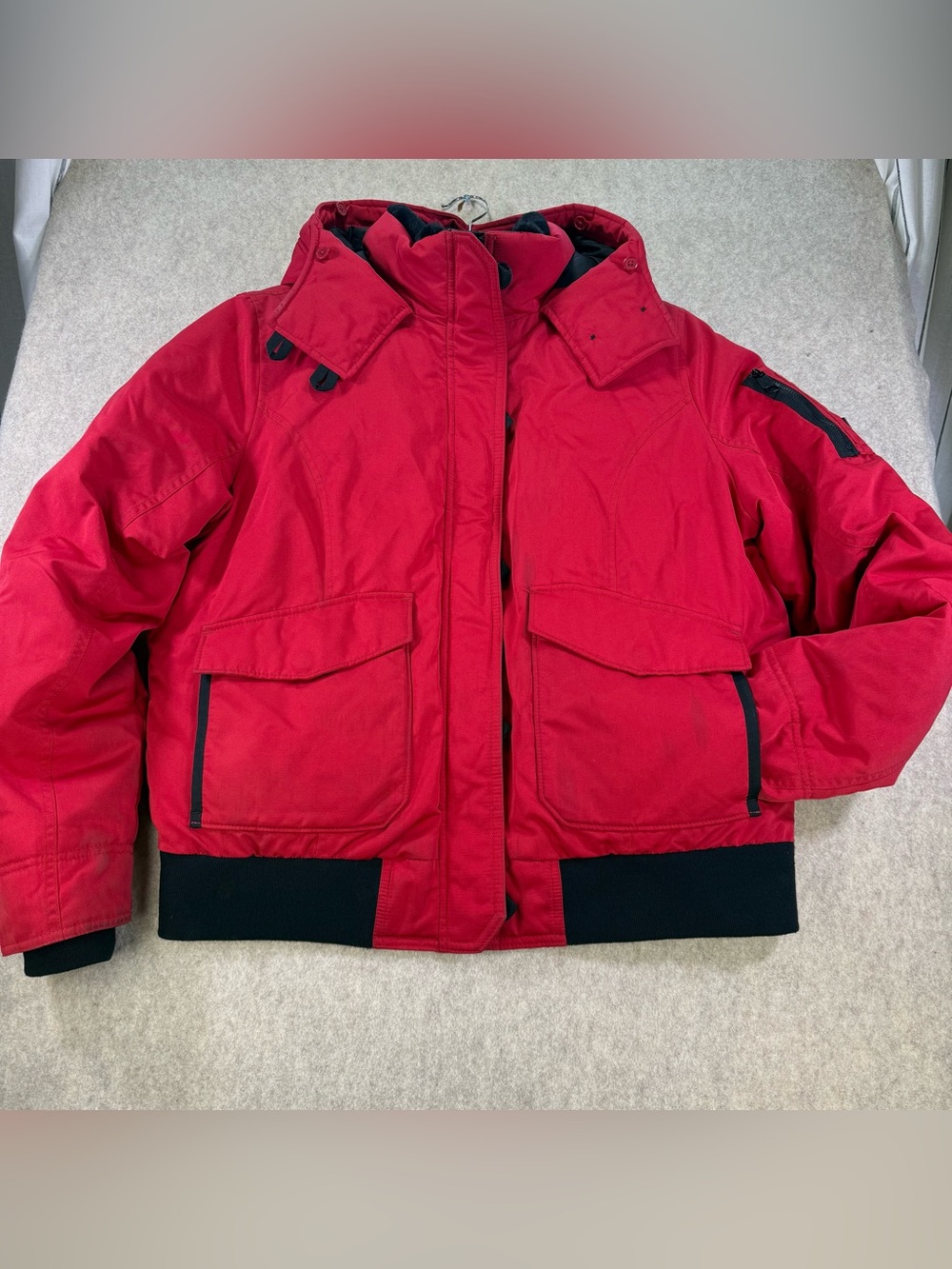 Hollister Ultimate Down Collection Red/Black Down Puffer Winter Coat Women Sz XL